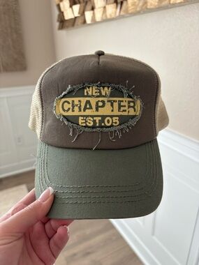 New Chapter EST.05 Distressed Trucker Hat - Olive, Brown, Tan